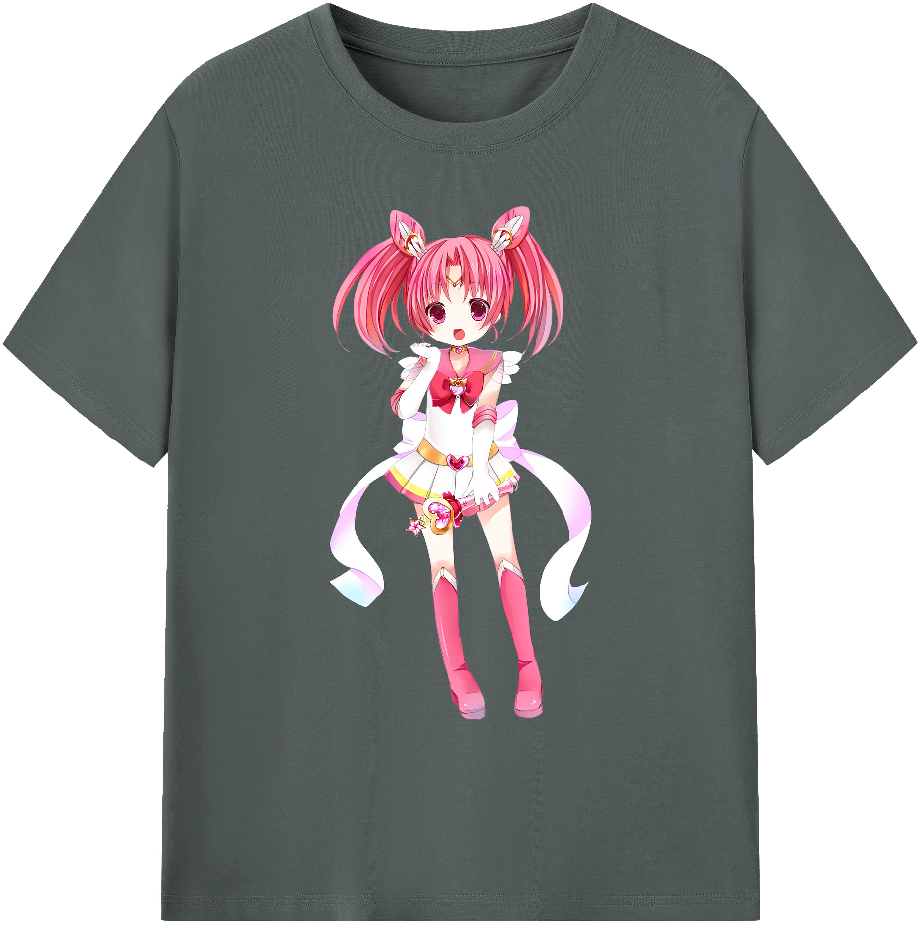 （画像用） 美少女戦士セーラームーン ちびうさ Sailor Moon Chibiusa Tsukino Usagi Small Lady Serenity 綿100％ メンズ半袖Tシャツ｜肌触りやわらか＆通気性